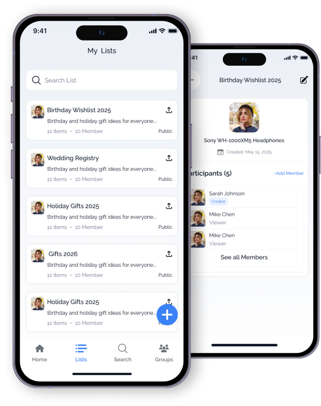mobile app list creation interface with colorful categories, checkboxes, and modern blue gradient ui